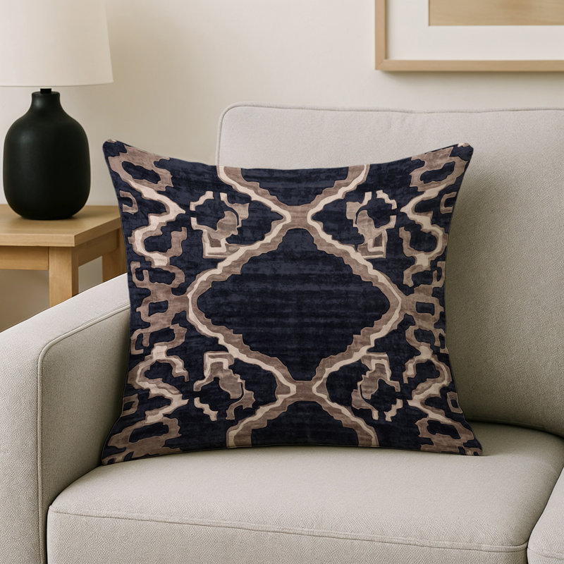 Coussin décoratif intérieur et extérieur Modern, Gris géométrique 47, Carré 20 po