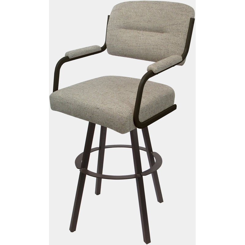 Tabouret pivotant rembourré Cessna, Brun, Bois flottant, Counter Stool (26" Seat Height)