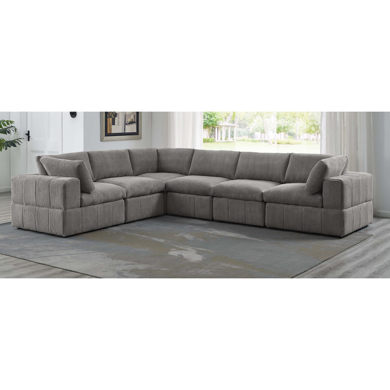 Canapé modulaire réversible large Areeba, Gris clair, H 34 po x l 138 po x P 108,5 po