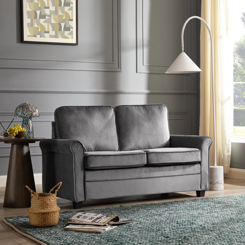Aletra 2 Seater Sofa Bed, Grey, Velvet