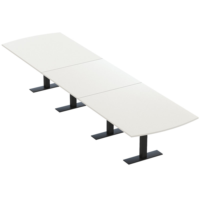 Table de conférence Pavert Arc, H 30 po x l 192 po x P 48 po, Blanc classique, Noir mat