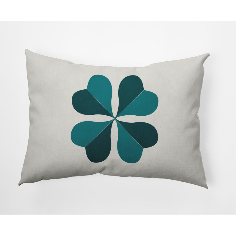 Floral Outdoor Reversible Throw Pillow, Ocean Abyss Green