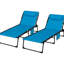 Chaise longue d'extérieur à 5 degrés, siège rembourré, poche latérale et chaise de plage pliante bleue, inclinable à 5 niveaux pour patio, cour, plage