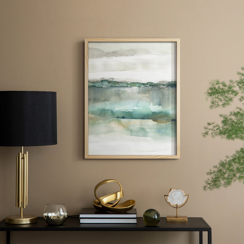«Soft Emerald Harmony», reproduction encadrée - bois massif, Naturel, H 11 po x l 9 po