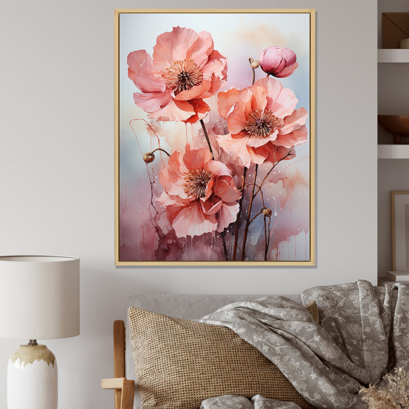 Tulipes rendues dans une palette monochromatique I sur toile, Cadre naturel flottant, H 20 po x l 12 po x P 1 po