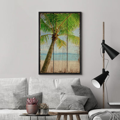 Tropical Palm " Tropical Palm Tree Island On Wood Panels Wilderness Chic "