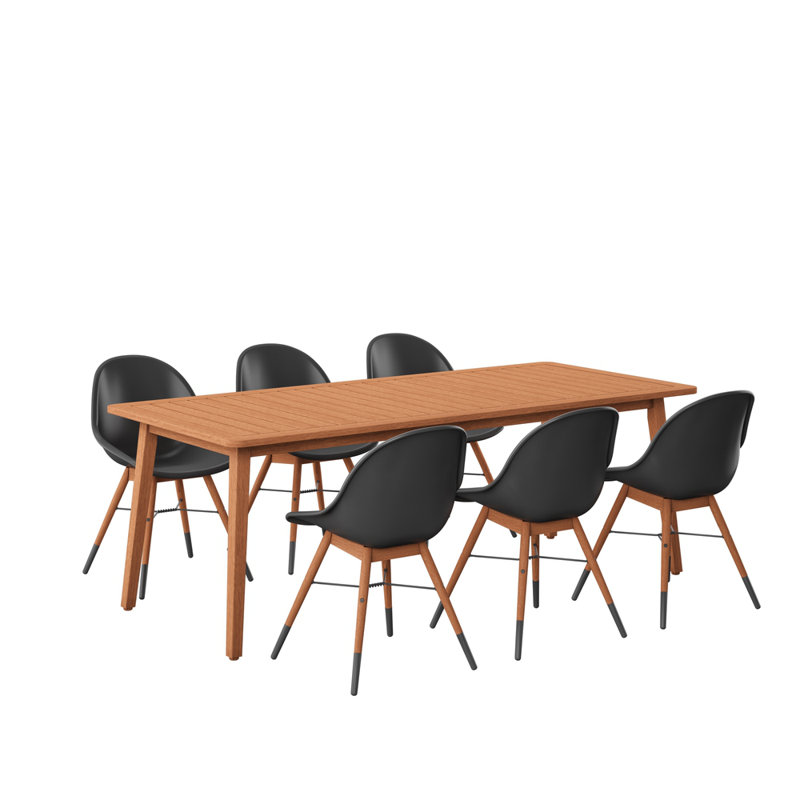 Rectangle 85'' Long Eucalyptus Dining Set, Table, 6 Chairs
