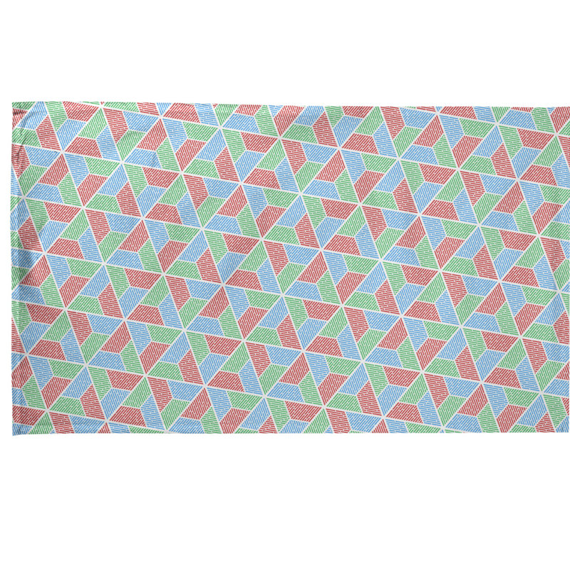 Serviette à thé trapézoïdals Mcguigan, Polyester sergé, Bleu / Rouge