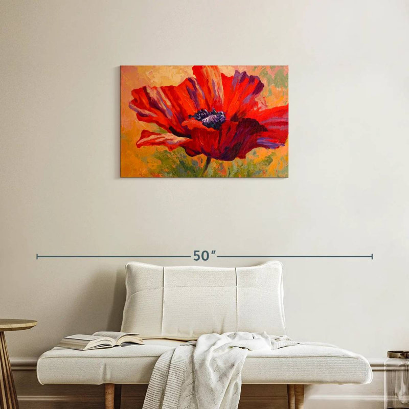 Délicat coquelicot rouge, H 20 po x l 30 po