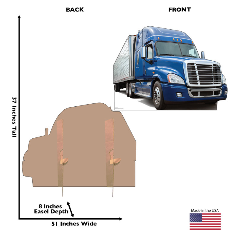 Life-Size Blue Semi Truck Cardboard Standup