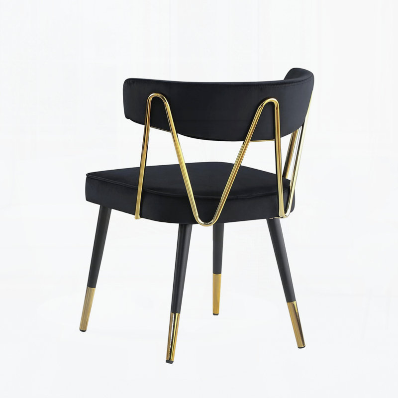 Chaise d'appoint rembourrée en velours Glam, Velours, Noir