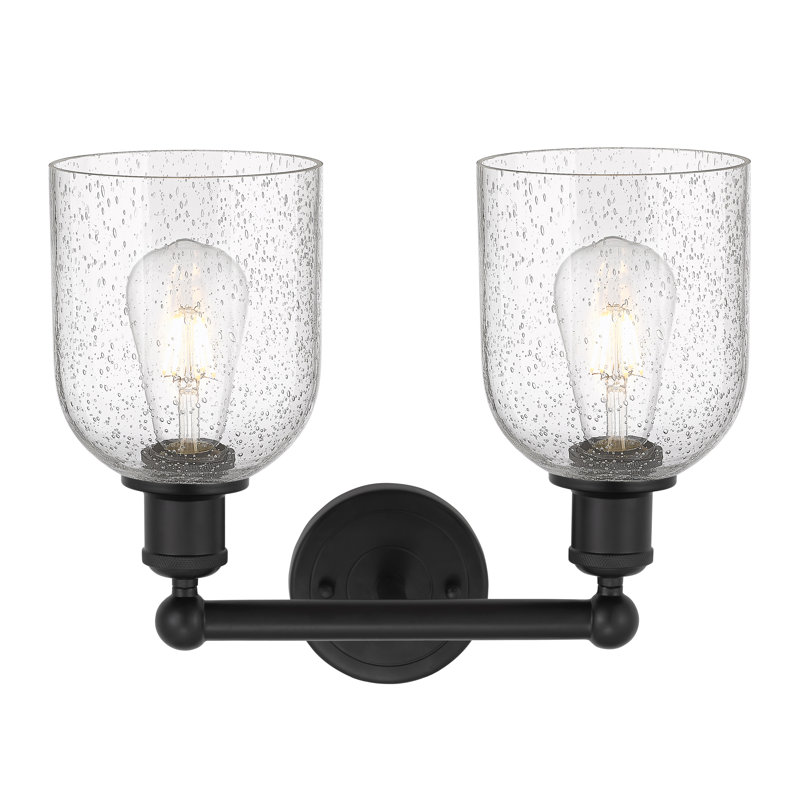 Éclairage pour meuble-lavabo à 2 lumières 15 po Edison Allysson, Noir mat, Bullé