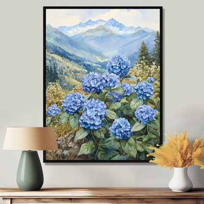 Hortensias dans la prairie de montagne III - hydrangées, art mural