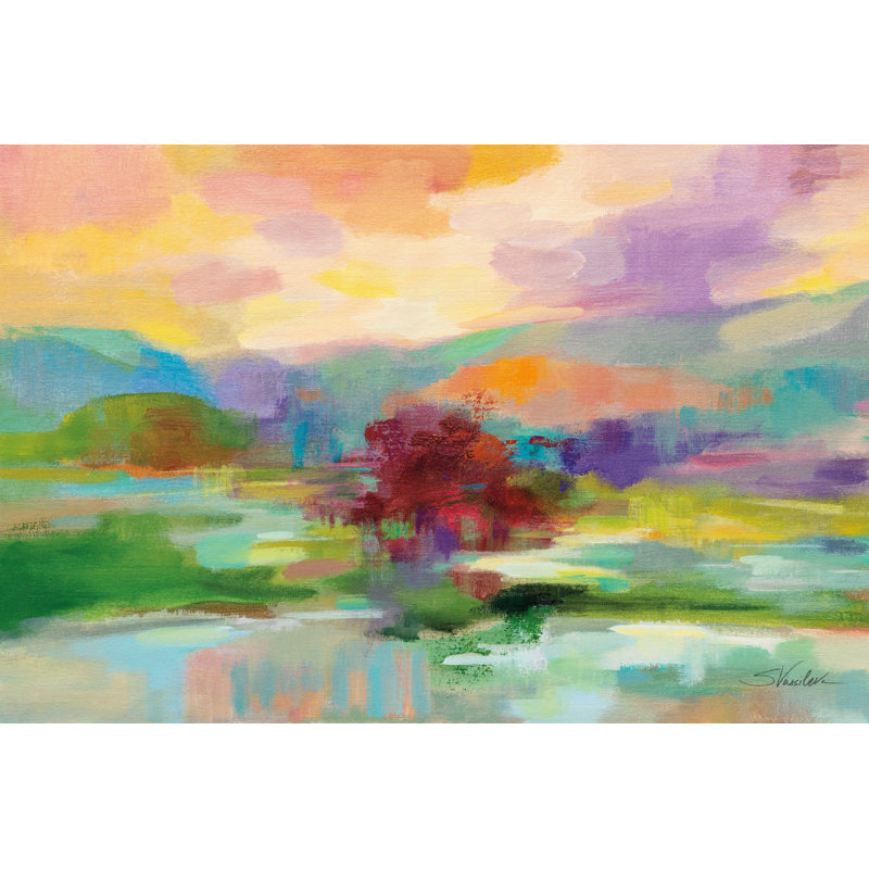 Sunset Lake Hues by Silvia Vassileva - Wrapped Canvas Print, 24" H x 36" W