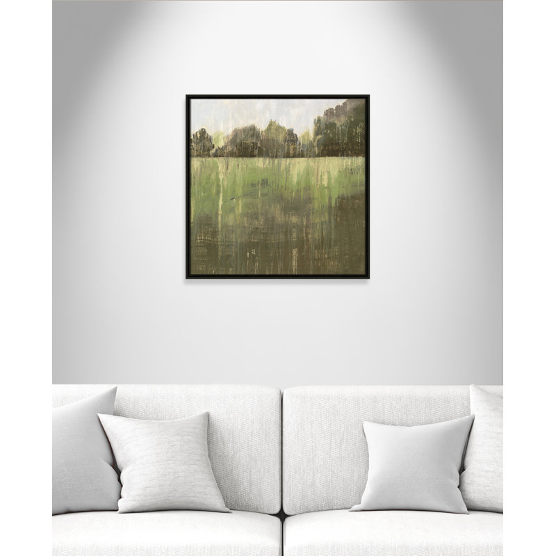 Champ vert II - reproduction d'art, H 25,5 po x l 25,5 po x P 2 po, Toile avec cadre espresso