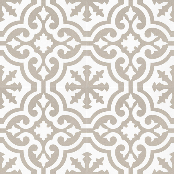 Bliss Eclectic Beige 8-in. Encaustic Spanish/Moroccan Patterned Matte Porcelain Wall & Floor Tile