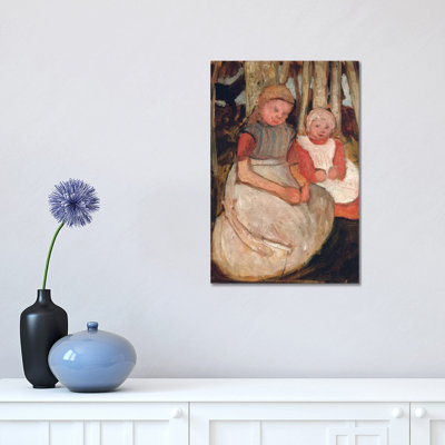 Two Seated Girls Before Birch Trunks, 1904 by Paula Modersohn-Becker - Wrapped Canvas Print
