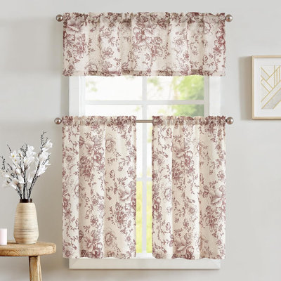 Rod Pocket Floral Kitchen Curtains