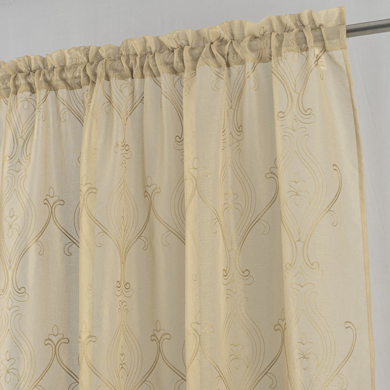 Ensemble de rideau brodé Danelys, Taupe