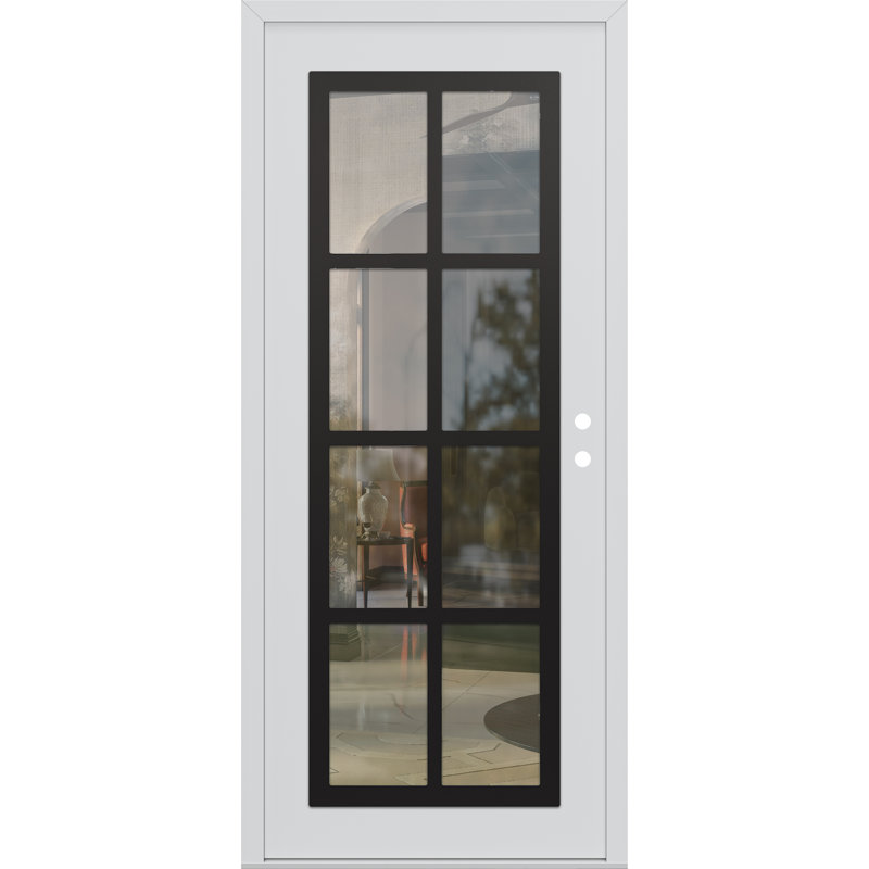 C16 à gauche 36 po X 80 po Porte d'entrée avant à panneau pré-montée en verre blanc et blanc à panneaux, Transparent