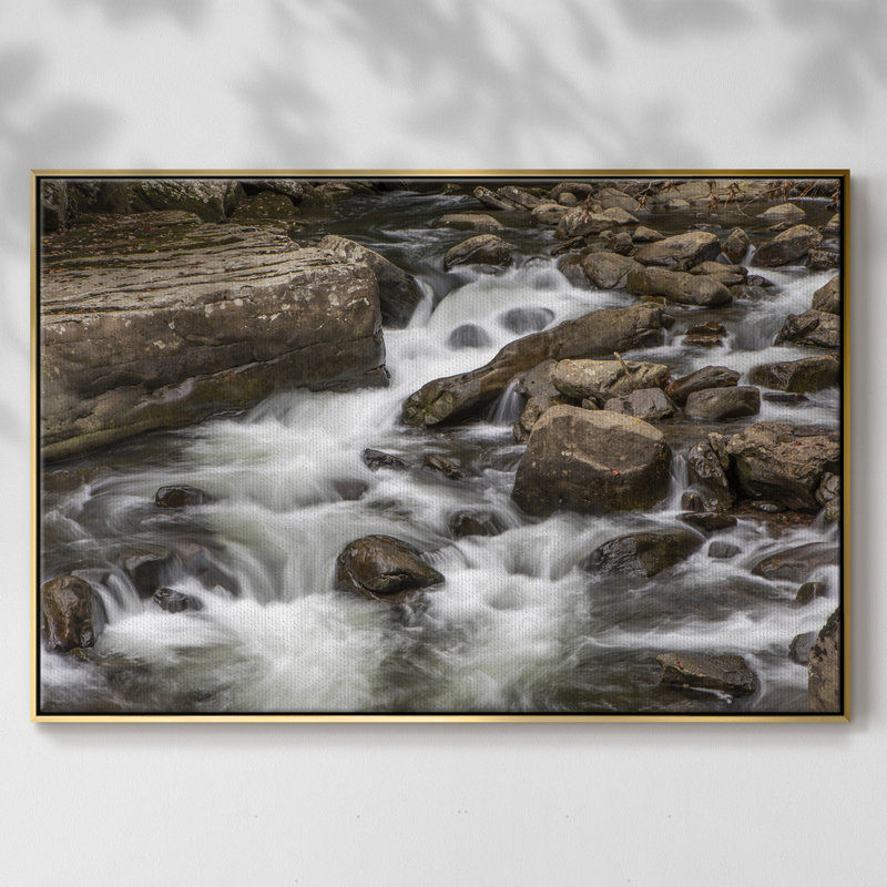 " Rushing Calm ", 41" H x 27" W x 2" D, Gold Framed