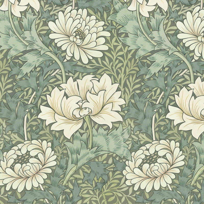 CHRYSANTHEMUM MAGNA Wallpaper - Sap 9'10" - full height wallpaper