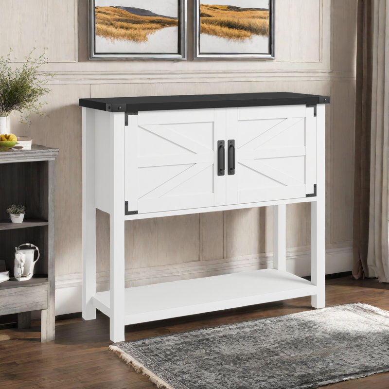 Jiaxin 31.5'' Console Table, White, Black