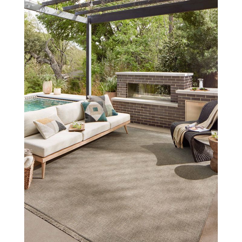 Natural Flat Woven Stain-Resistant Rectangular Synthetic Rug