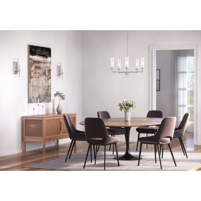 Lustre classique à 5 lumières de style bougie, Nickel brossé