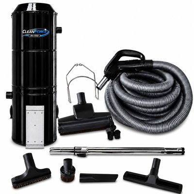 CLEANFORCE 700 Air Watt Hybrid HEPA Central Vacuum System with 30 ft 24V Air-Driven Turbine Cleaning Kit, BV700-24, Made in Canada