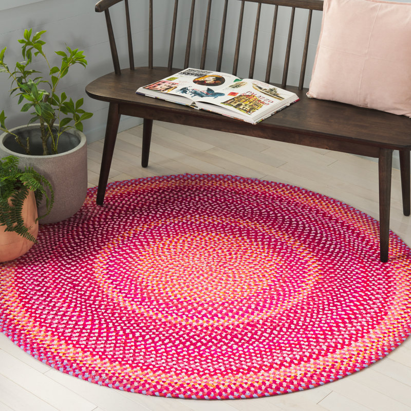 Tapis abstrait en coton tissé à la main Anique, Rond 5 pi