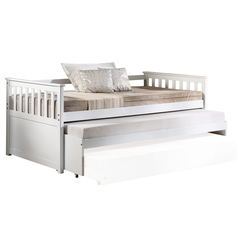 Lit de jour simple en pin massif, couleur blanche, capacité de poids de 660 lb