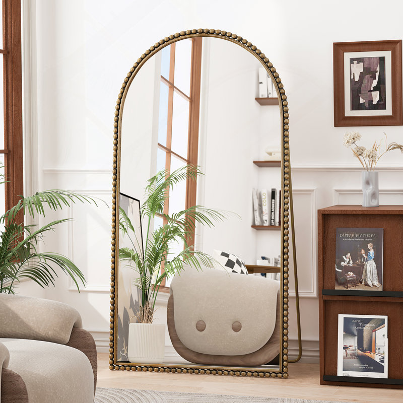 Miroir pleine longueur rétro en fer avec pieds de soutien, pour le salon, la chambre à coucher, Argent