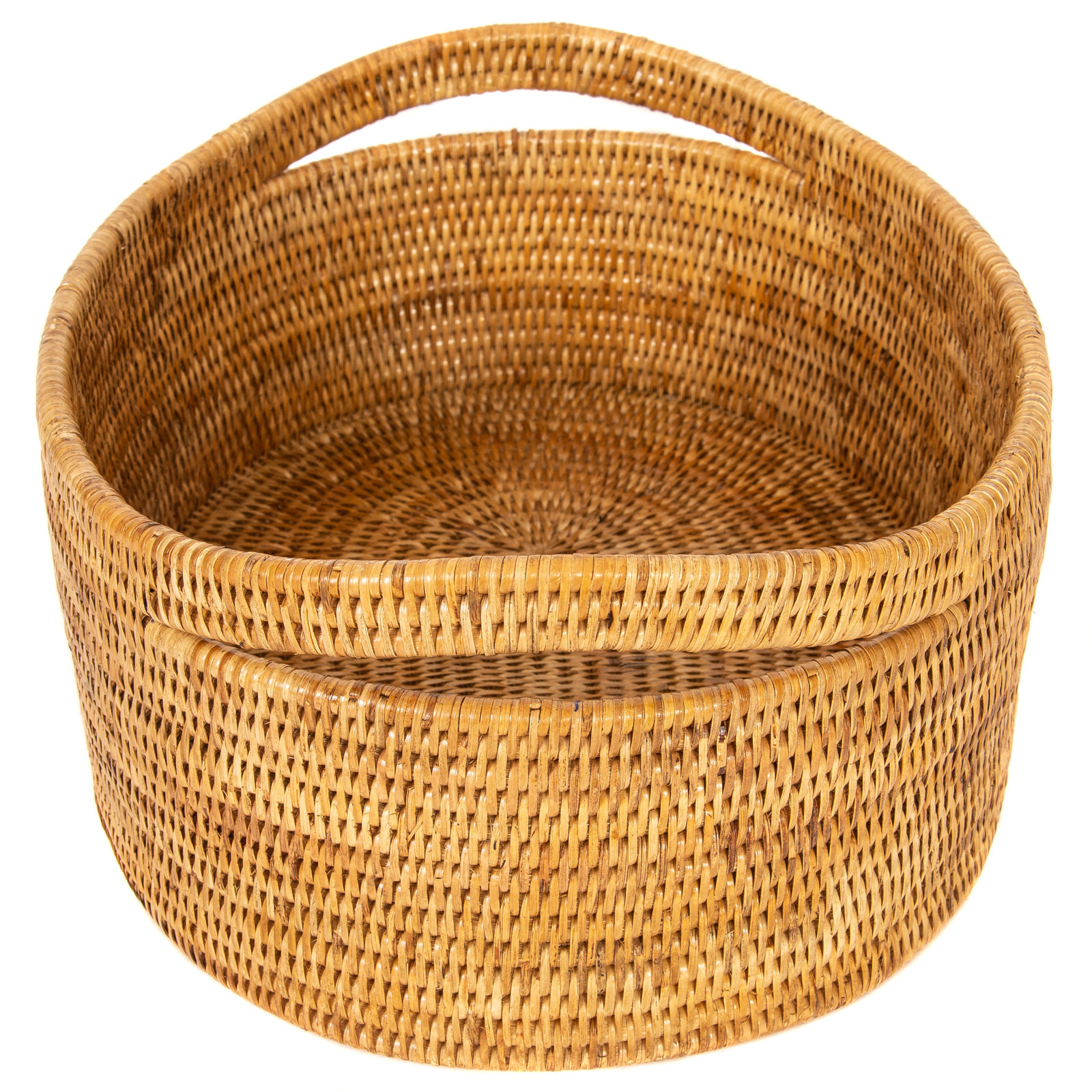 Helmsford Handwoven Rattan Storage Bin, Honey Brown