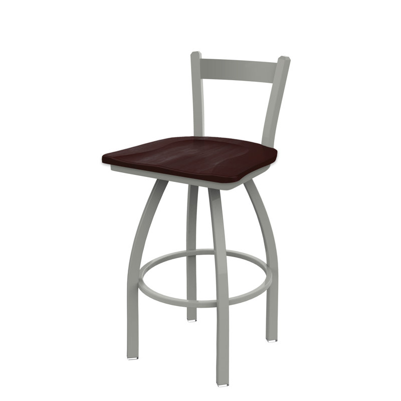 821 Catalina Low Back Swivel Counter Stool, Wood-Dark Cherry Maple, Anodized Nickel, Counter Stool ( 25" Seat Height)