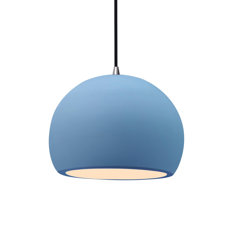 Luminaire suspendu à 1 lumière Aschwin, H 7,75 po x l 10 po x P 10 po, Bleu ciel, Nickel brossé