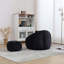 Très grand fauteuil à billes rond avec repose-pieds, support en mousse haute densité et tissu chenille doux pour un confort tout-âge.