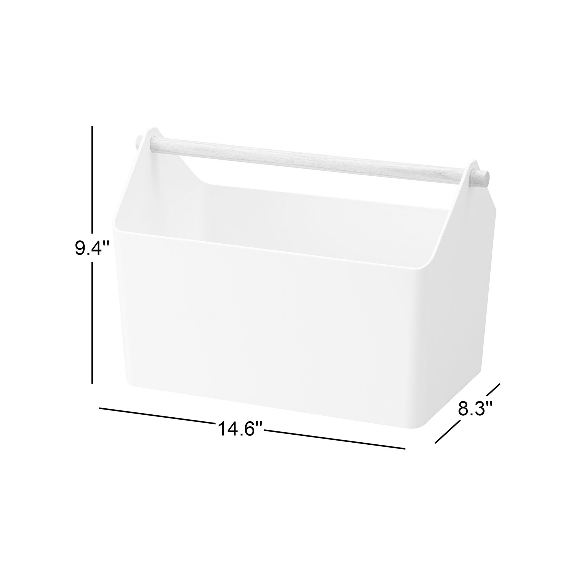 Yamazaki Home Storage Organizer With Wood Handle, White