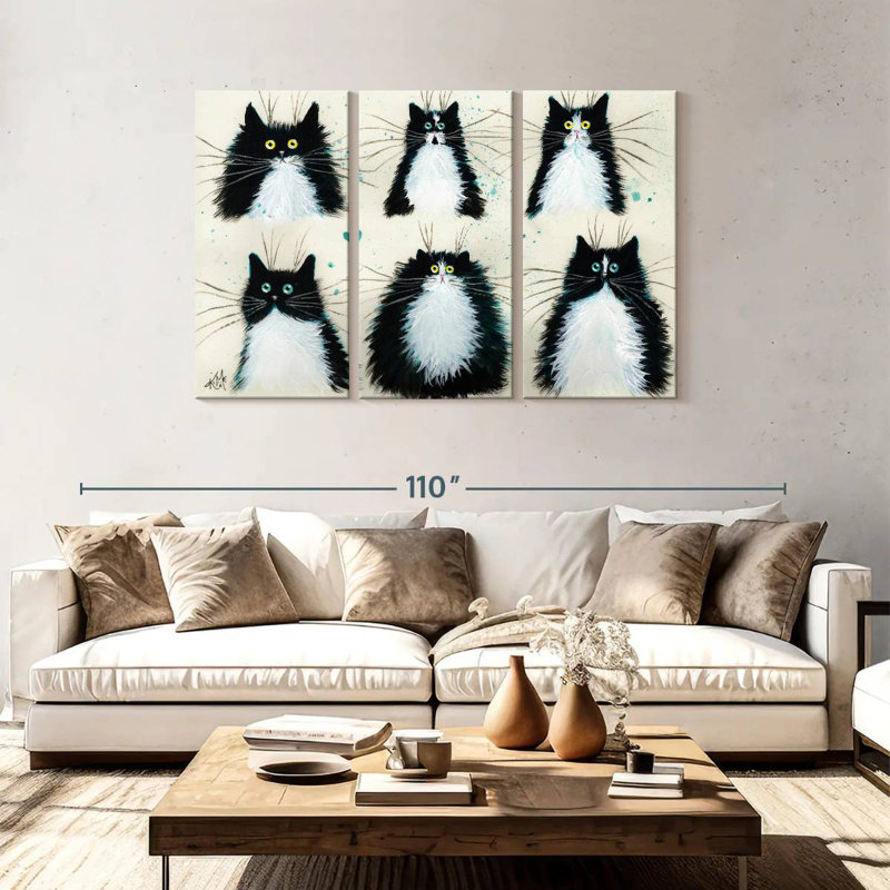 Tuxedo Cats, 48" H x 74" W