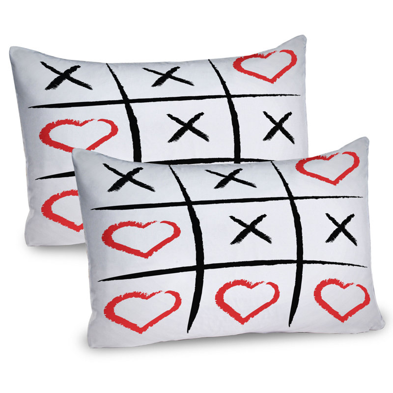 Ensemble de 2 taies décoratives Ambesonne Xo Humour Love Hobby Vermilion gris pâle, H 20 po x l 36 po