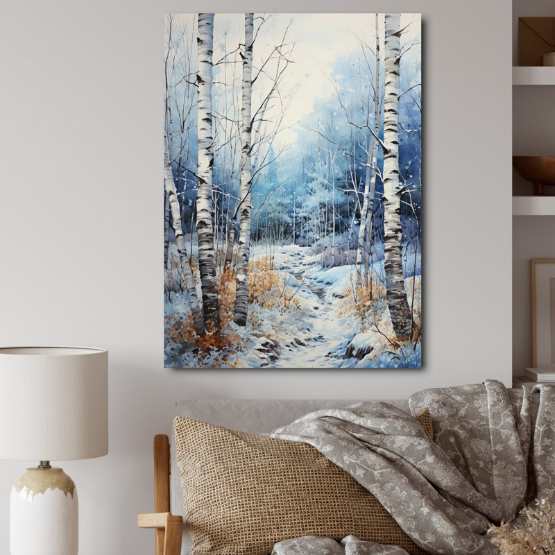 Virgus Birch Woods Winter Moonrise III, H 20 po x l 12 po x P 1 po, Toile tendue