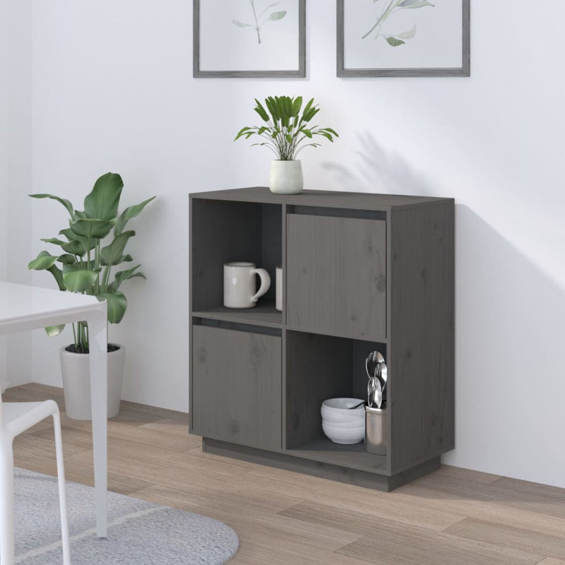 Polston 74cm Solid Wood Sideboard, Grey