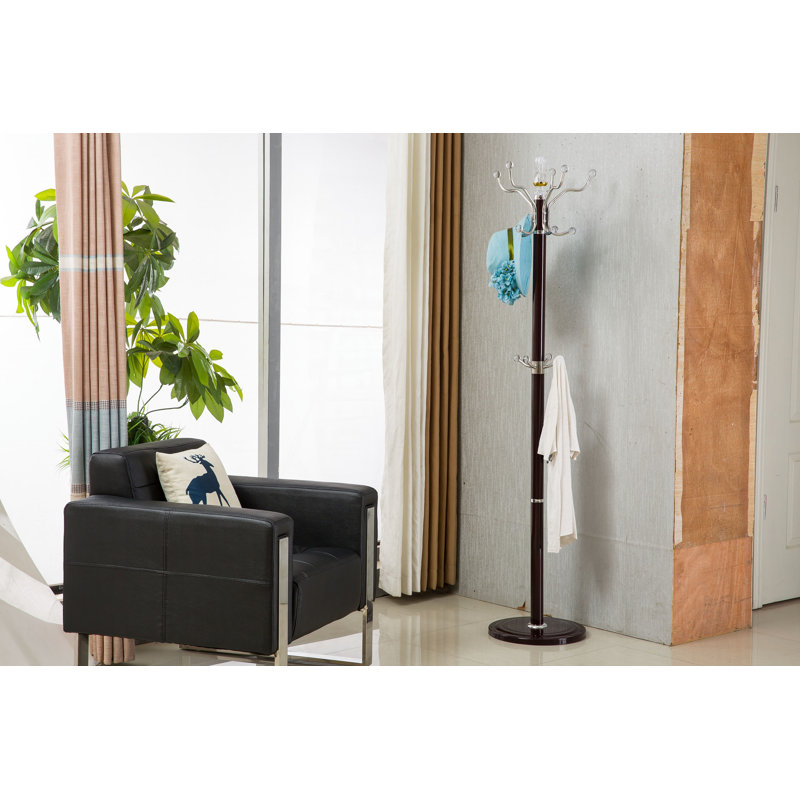 Fenstermacher Marble Freestanding Coat Rack, Brown