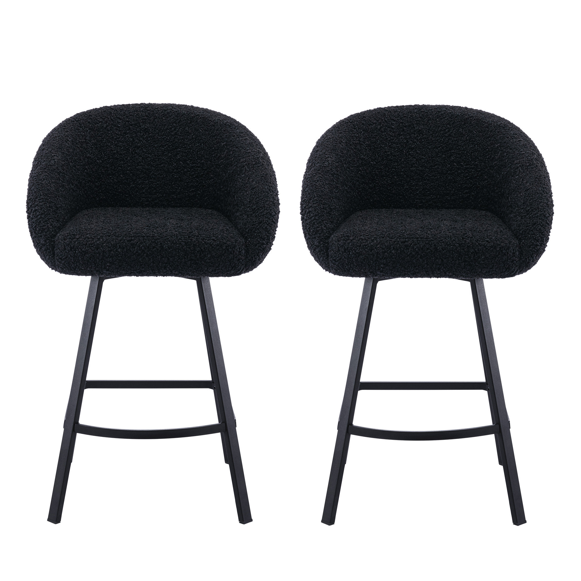 Absalom Swivel Upholstered 26.4" Sherpa Counter Stool with Metal Frame