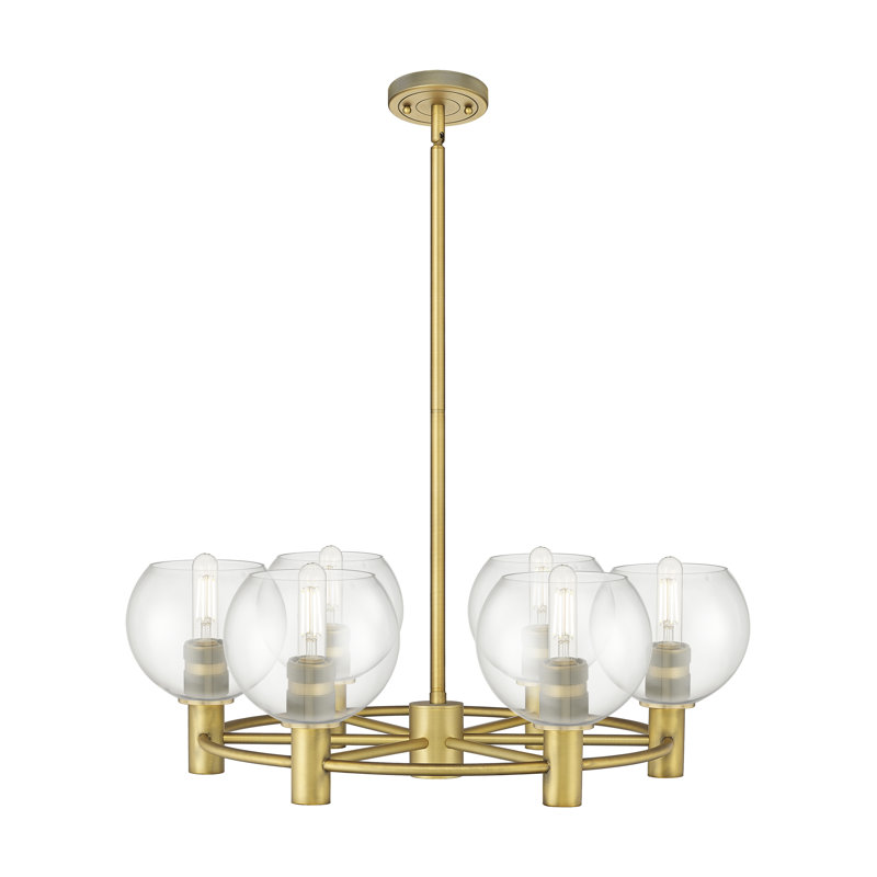 Lustre suspendu à 6 lumières Crown Point Crown, Laiton brossé, Clair