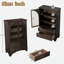 Armoire de rangement vitrée avec 2 tiroirs et tablettes réglables-608714255