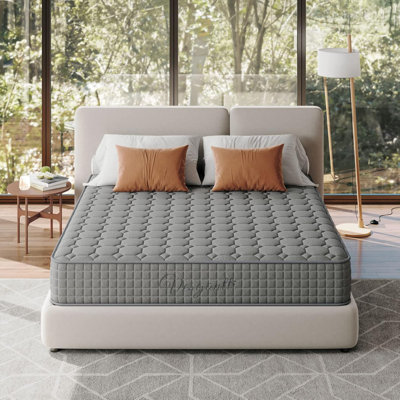 10 Inch Multilayer Hybrid Mattress - Ergonomic Design with Memory Foam and Pocket Spring, Medium Firm Feel, Gray by dripexhome
