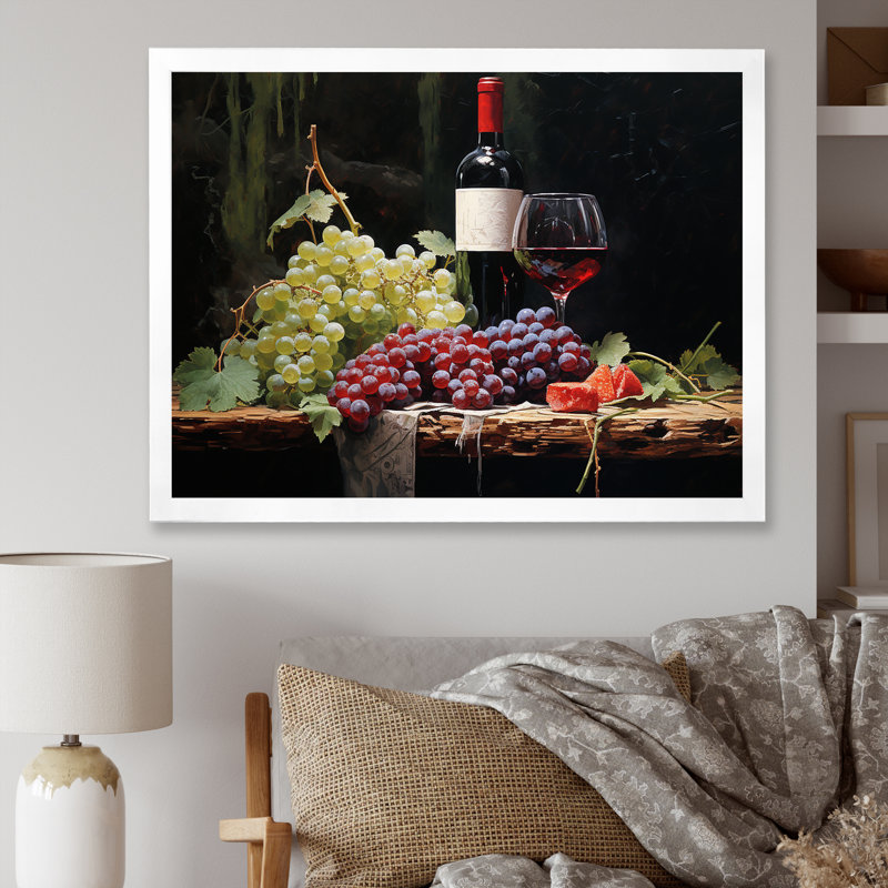 Cabernets Calm II sur toile, Cadre simple blanc, H 34 po x l 44 po x P 1,5 po