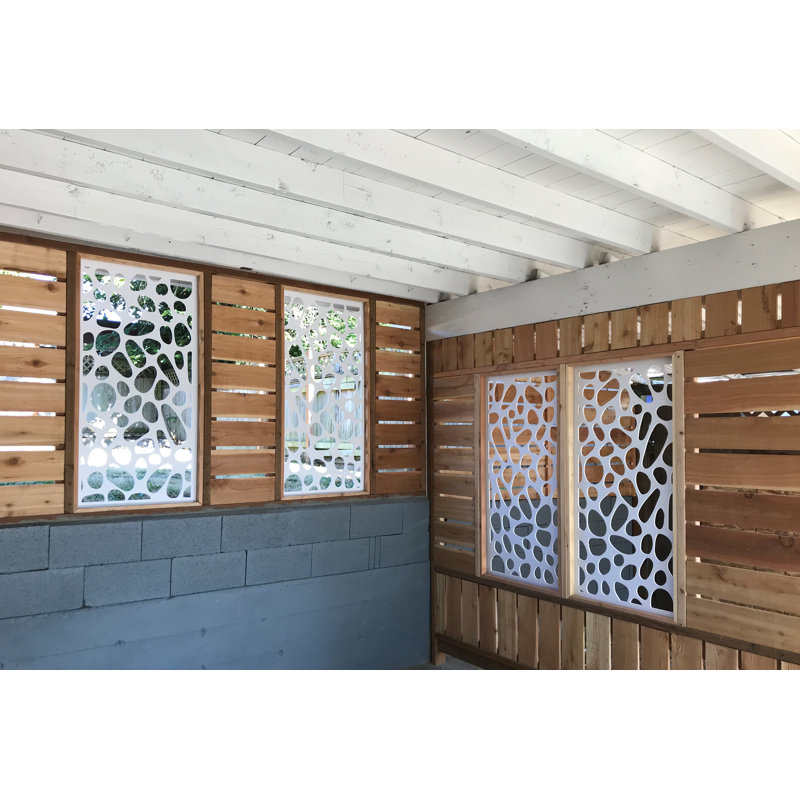 Panneau mural décoratif VIMA (galets) - L 48 po x l 24 po, panneau de PVC blanc avec clôture à écran privé pour la rénovation et la décoration murale