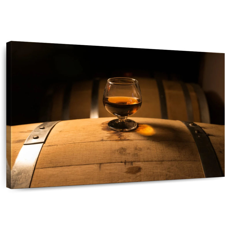Yarlin Whiskey Glass On Barrel, 34" H x 51" W